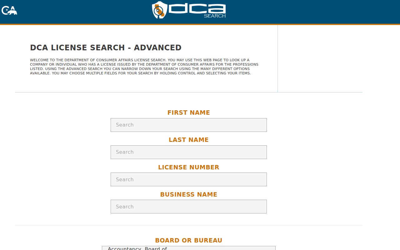 Yuba City people search with California professional license fields