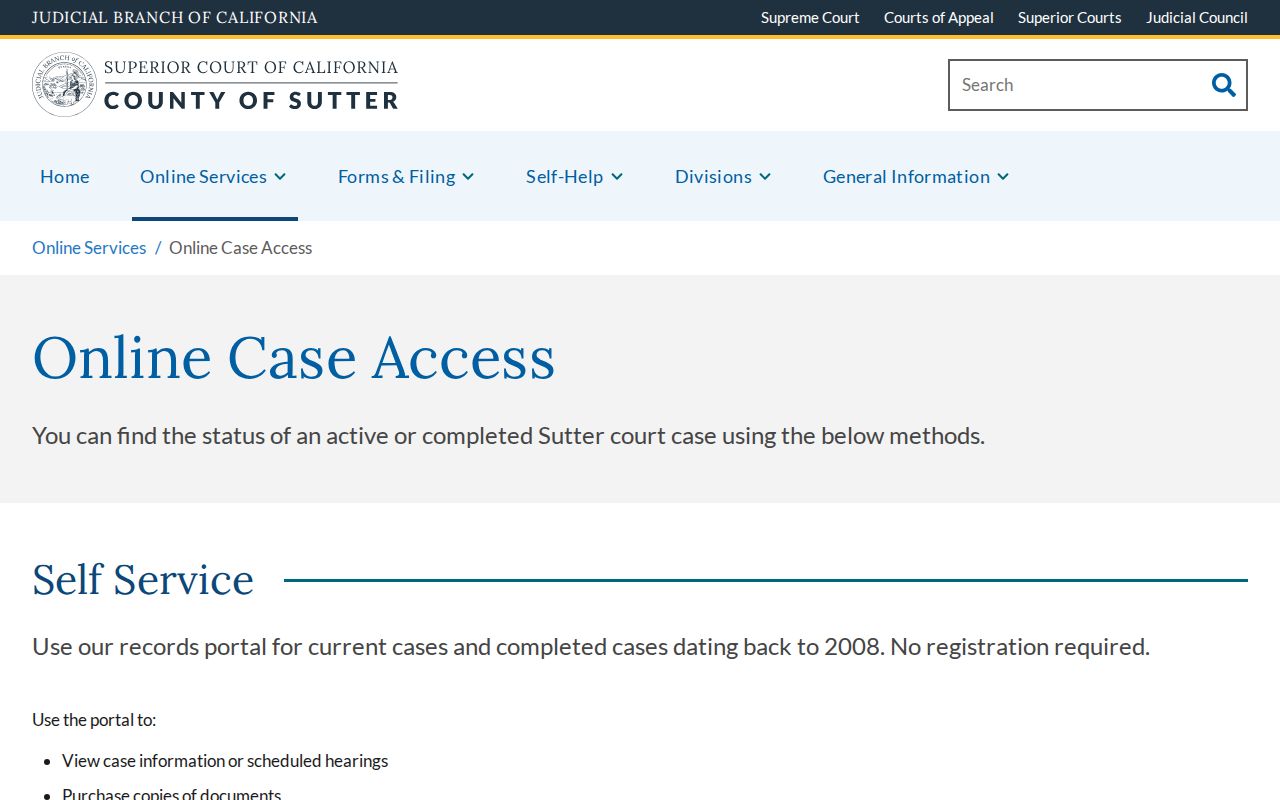 Yuba City people search through Sutter Superior Court records