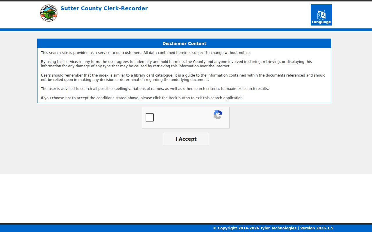 Yuba City people search at the Sutter County recorder portal